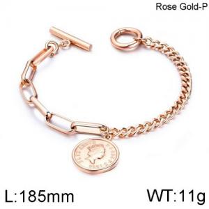 Stainless Steel Rose Gold-plating Bracelet - KB136432-WGTY