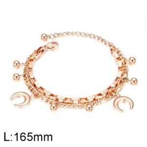 Stainless Steel Rose Gold-plating Bracelet - KB136454-WGTY