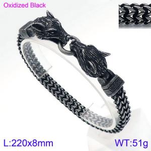 Stainless Steel Oxidized Black Bracelet - KB136591-BDJX