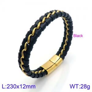Stainless Steel Leather Bracelet - KB136705-BD