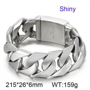 Steel color glossy thin style domineering and simple men's cast thick bracelet - KB13698-D