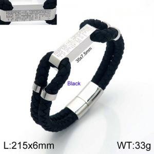 Stainless Steel Leather Bracelet - KB137362-KFC