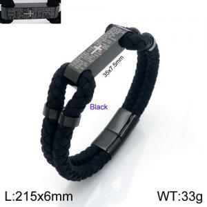 Stainless Steel Leather Bracelet - KB137363-KFC