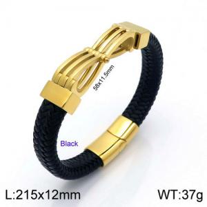 Stainless Steel Leather Bracelet - KB137376-KFC