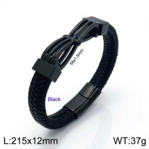 Stainless Steel Leather Bracelet - KB137377-KFC