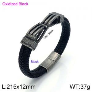 Stainless Steel Leather Bracelet - KB137378-KFC