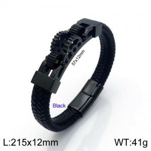 Stainless Steel Leather Bracelet - KB137396-KFC