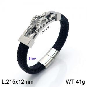 Stainless Steel Leather Bracelet - KB137397-KFC