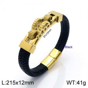 Stainless Steel Leather Bracelet - KB137398-KFC