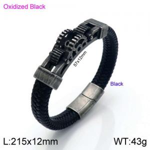 Stainless Steel Leather Bracelet - KB137399-KFC