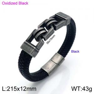 Stainless Steel Leather Bracelet - KB137406-KFC
