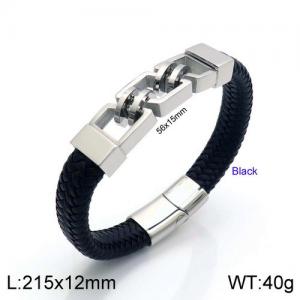 Stainless Steel Leather Bracelet - KB137407-KFC