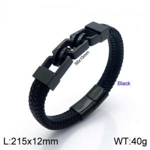 Stainless Steel Leather Bracelet - KB137408-KFC