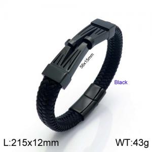 Stainless Steel Leather Bracelet - KB137412-KFC