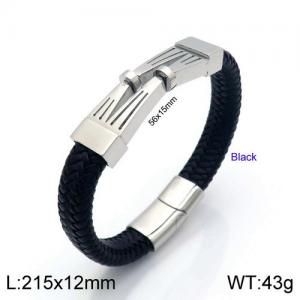 Stainless Steel Leather Bracelet - KB137414-KFC