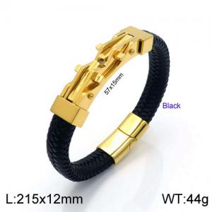 Stainless Steel Leather Bracelet - KB137418-KFC