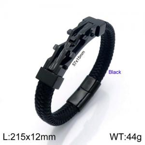 Stainless Steel Leather Bracelet - KB137419-KFC