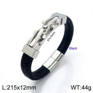 Stainless Steel Leather Bracelet - KB137420-KFC