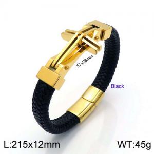 Stainless Steel Leather Bracelet - KB137427-KFC