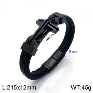 Stainless Steel Leather Bracelet - KB137429-KFC