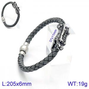 Stainless Steel Leather Bracelet - KB138320-KFC