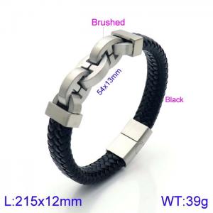 Stainless Steel Leather Bracelet - KB138323-KFC