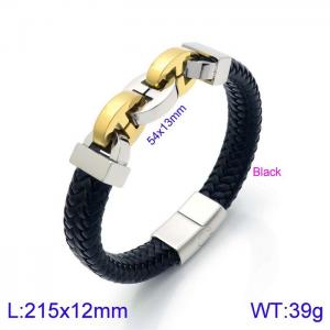 Stainless Steel Leather Bracelet - KB138326-KFC