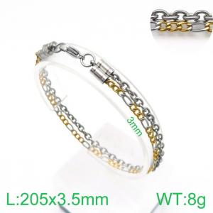 Fashion Interval Gold Plated Figaro Chain Stainless Steel Bracelets Bangles Men's Jewelry - KB138444-Z