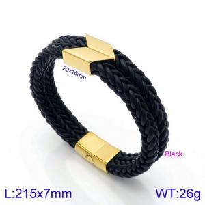 Stainless Steel Leather Bracelet - KB138681-KFC