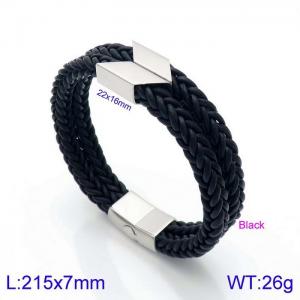 Stainless Steel Leather Bracelet - KB138682-KFC