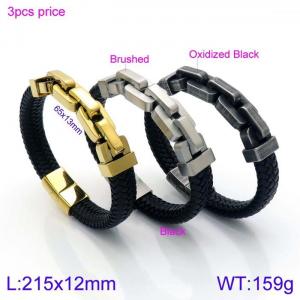 Stainless Steel Leather Bracelet - KB138697-KFC