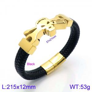 Stainless Steel Leather Bracelet - KB138722-KFC