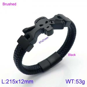 Stainless Steel Leather Bracelet - KB138723-KFC