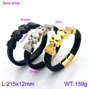 Stainless Steel Leather Bracelet - KB138726-KFC