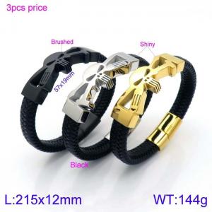 Stainless Steel Leather Bracelet - KB138727-KFC