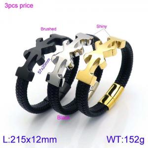 Stainless Steel Leather Bracelet - KB138729-KFC