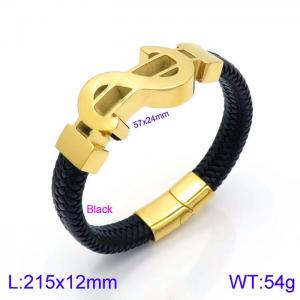 Stainless Steel Leather Bracelet - KB138731-KFC