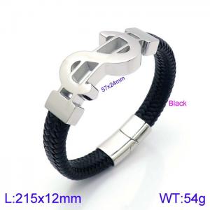 Stainless Steel Leather Bracelet - KB138732-KFC