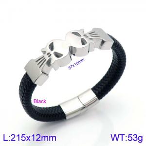 Stainless Steel Leather Bracelet - KB138734-KFC