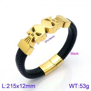 Stainless Steel Leather Bracelet - KB138735-KFC