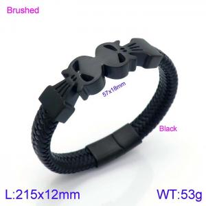 Stainless Steel Leather Bracelet - KB138736-KFC