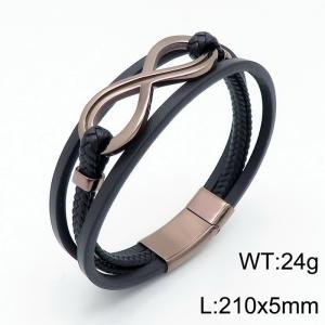 Stainless Steel Leather Bracelet - KB139629-KFC