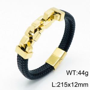 Stainless Steel Leather Bracelet - KB139633-KFC