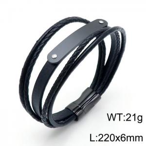 Stainless Steel Leather Bracelet - KB140195-YY