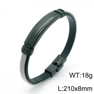 Stainless Steel Leather Bracelet - KB143549-YY