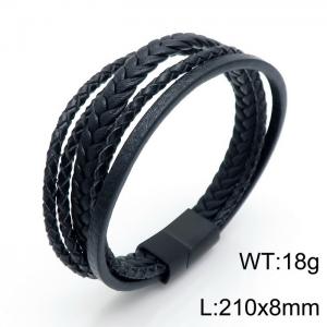 Stainless Steel Leather Bracelet - KB144026-KFC