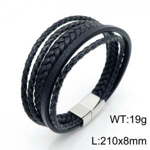 Stainless Steel Leather Bracelet - KB144028-KFC