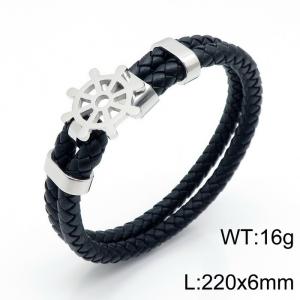 Stainless Steel Leather Bracelet - KB144048-KFC