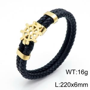 Stainless Steel Leather Bracelet - KB144056-KFC