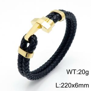 Stainless Steel Leather Bracelet - KB144061-KFC